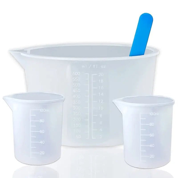 Silicone Reusable Resin Mixing Set - 3 x Cups & 1 x Silicone Stir Stick