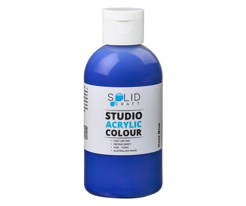 250ml bottle of Solid Craft Studio Acrylic Paint, Cool Blue colour