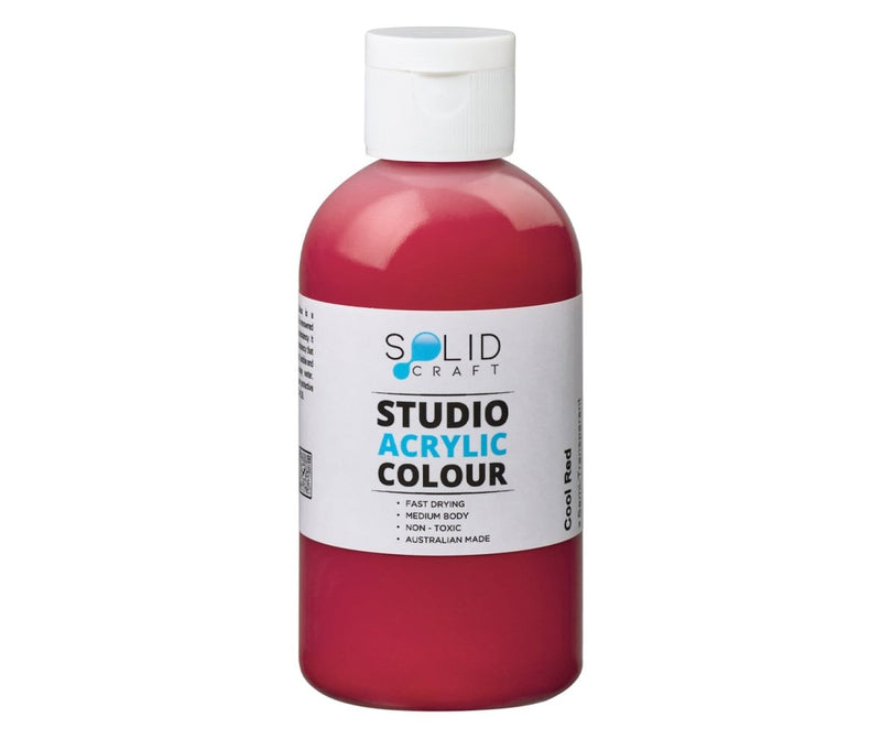 250ml bottle of Solid Craft Studio Acrylic Paint, Cool Red colour
