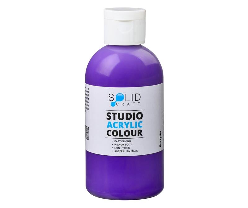 250ml bottle of Solid Craft Studio Acrylic Paint, Purple colour