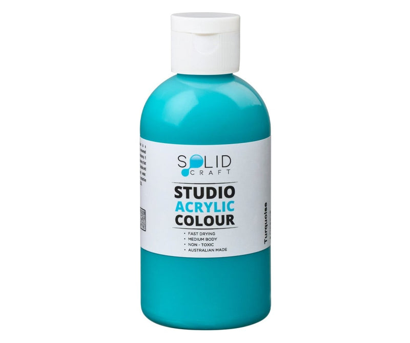 250ml bottle of Solid Craft Studio Acrylic Paint, Turquoise colour