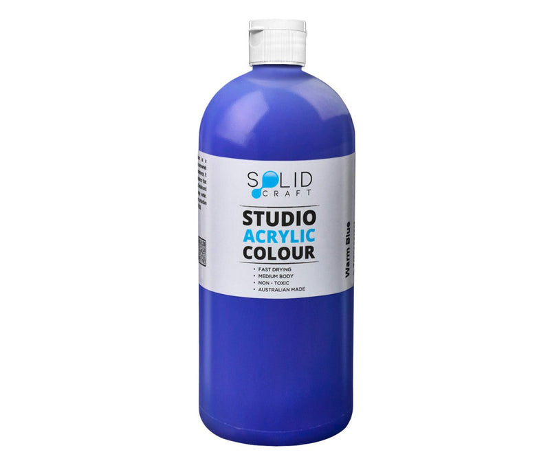 1 Litre bottle of Solid Craft Studio Acrylic Paint, Warm Blue colour