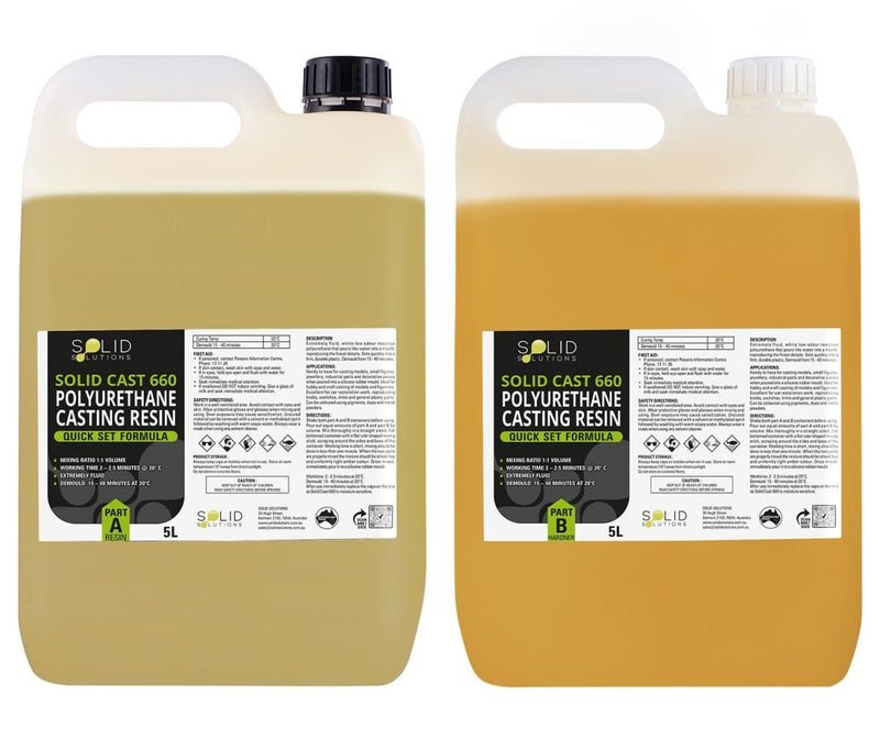 Solid Cast 660 Polyurethane Casting Resin 10L kit, 5L Part A resin bottle with carry handle