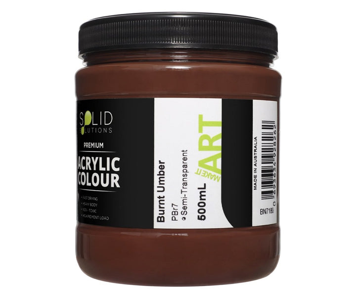 Solid Solutions Acrylic Paint | Burnt Umber - 500ml