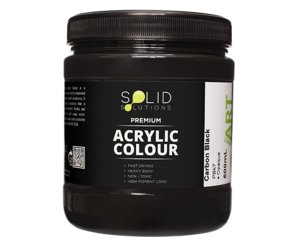 Solid Solutions Acrylic Paint | Carbon Black - 500ml