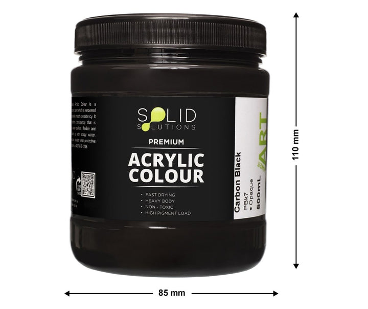 Solid Solutions Acrylic Paint | Carbon Black - 500ml