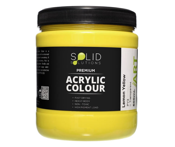 Solid Solutions Acrylic Paint | Lemon Yellow - 500ml