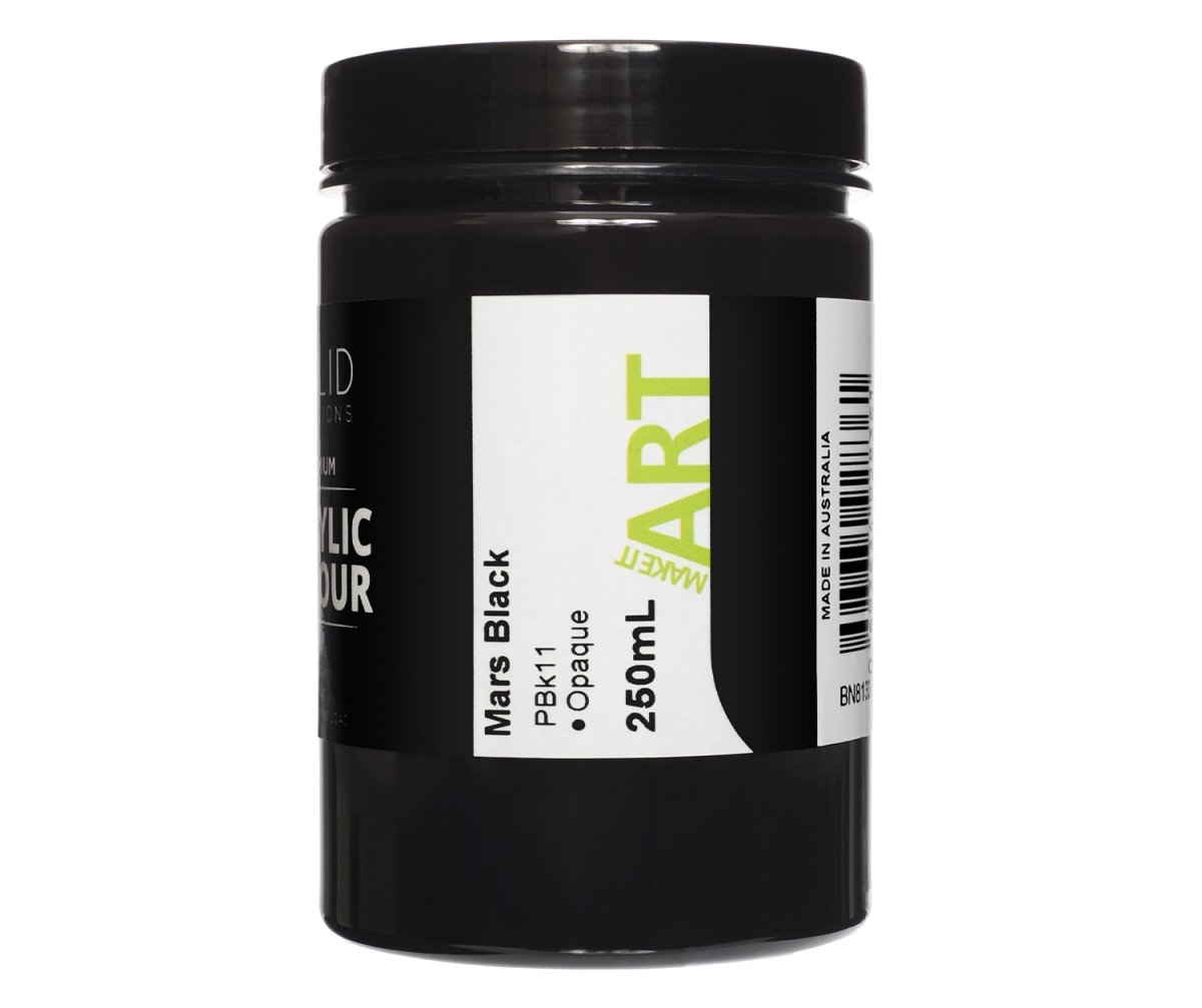 Vallejo Studio Acrylic Paint 200ml – Mars Black – Colore Acrilico Nero Per Artisti, Opaco, Alta Resistenza