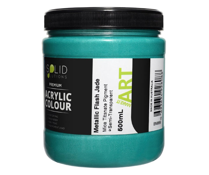 Solid Solutions Acrylic Paint | Metallic Flash Jade - 500ml