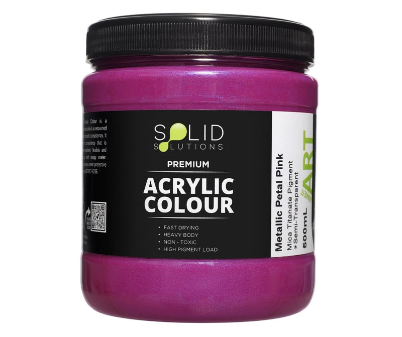 Solid Solutions Acrylic Paint | Metallic Petal Pink - 500ml