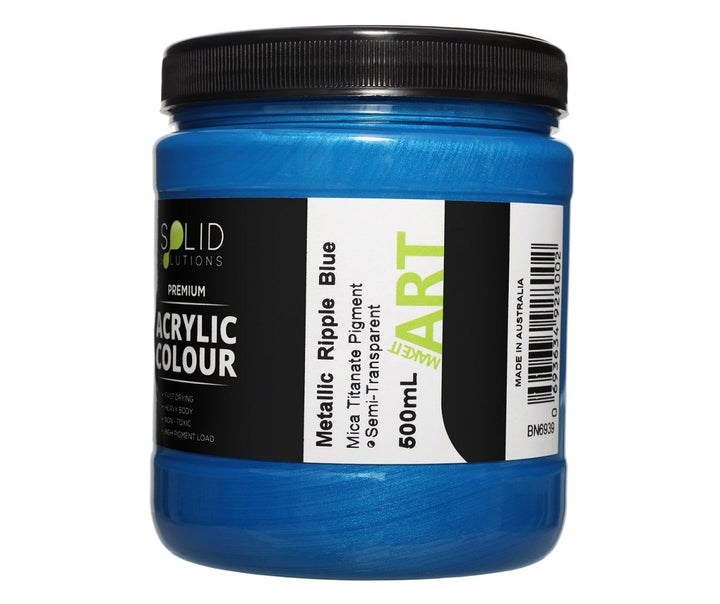 Solid Solutions Acrylic Paint | Metallic Ripple Blue - 500ml