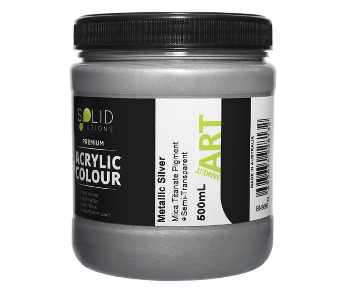 Solid Solutions Acrylic Paint | Metallic Silver - 500ml