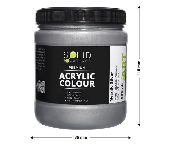 Solid Solutions Acrylic Paint | Metallic Silver - 500ml