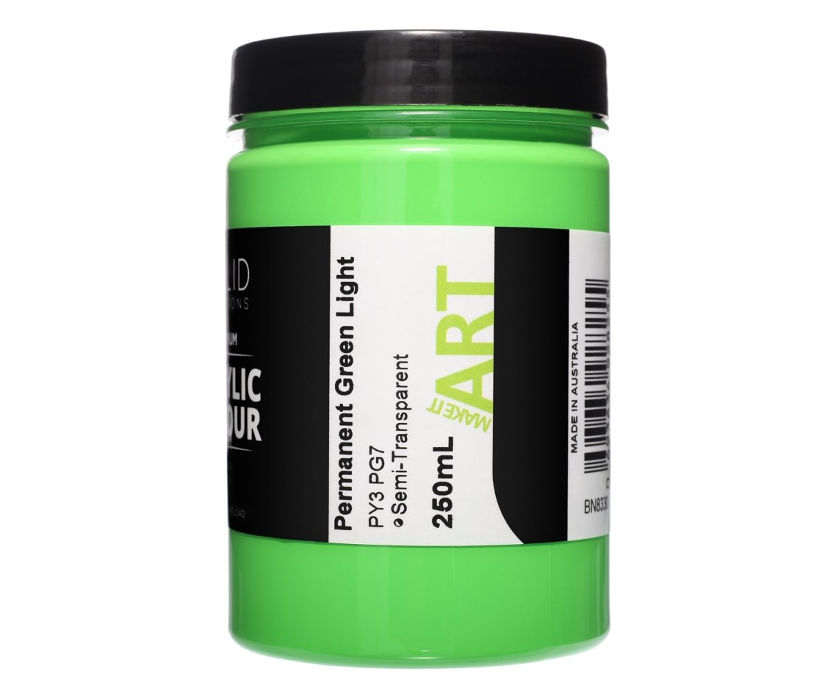 Solid Solutions Acrylic Paint | Permanent Green Light - 250ml