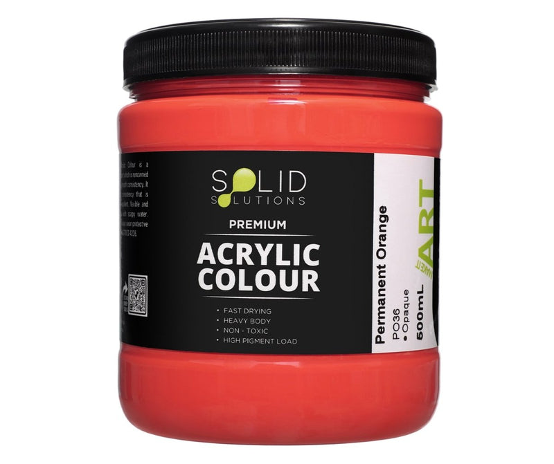 Solid Solutions Acrylic Paint | Permanent Orange - 500ml